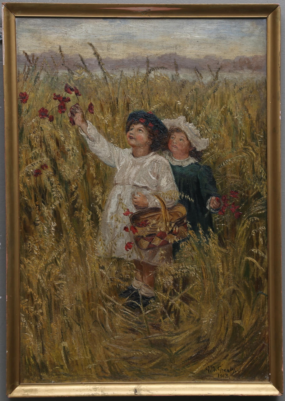 OIDENTIFIERAD KONSTNÄR. Olja på duk, signerad GM Grealy och daterad 1913.