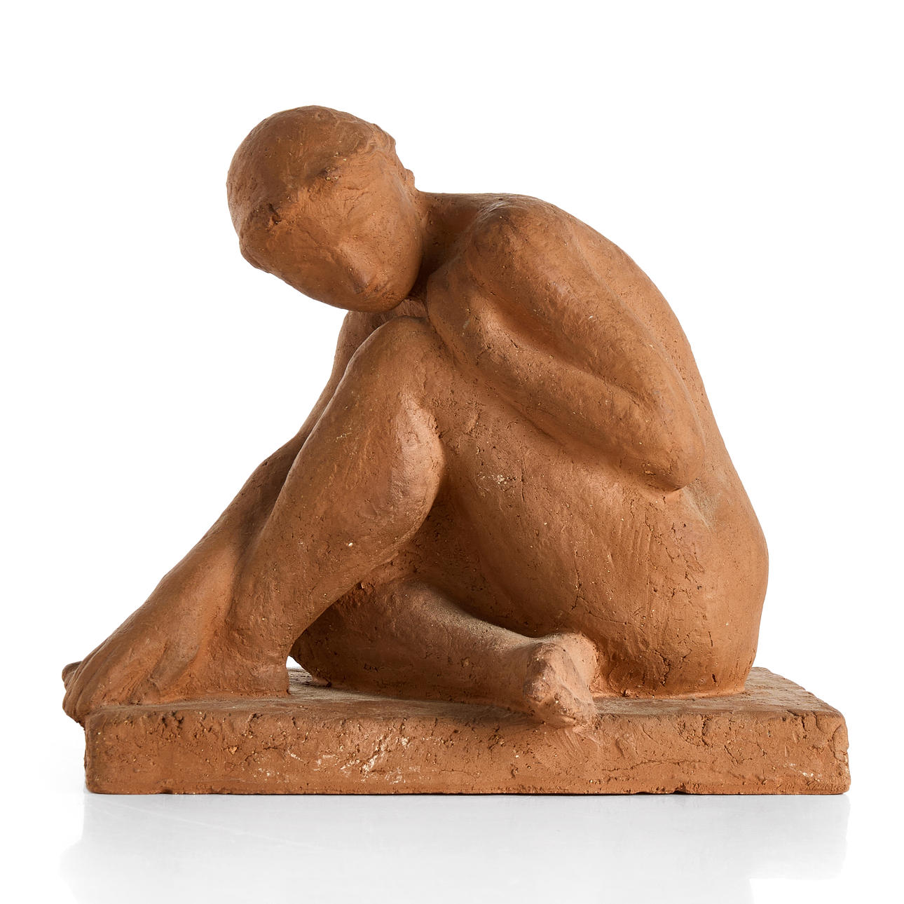 GUNNAR HEIDE (DANMARK, 1909-1990). Seated model, signed Gunnar Heide and monogram signed GH, terracotta.