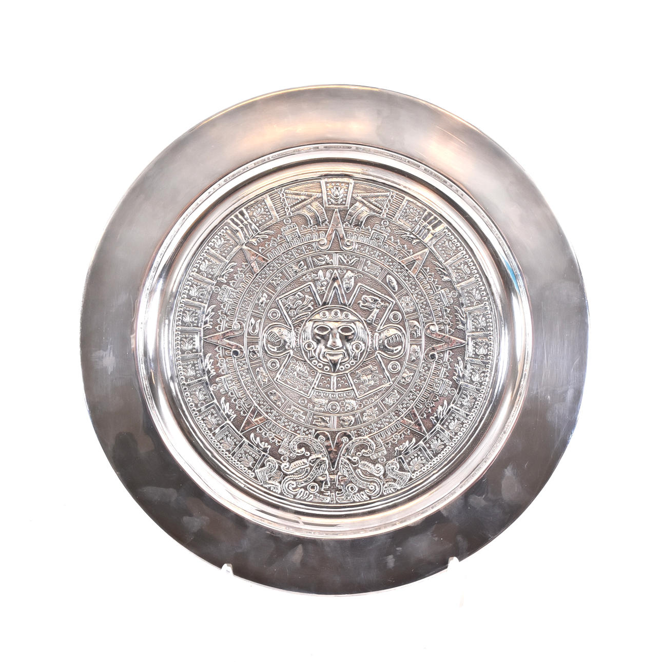 A sterling silver platter from Mexico, 20th century.