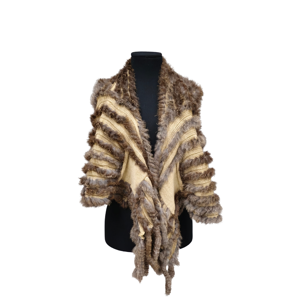 RABBIT VEST COMBINED WITH KNITTED.