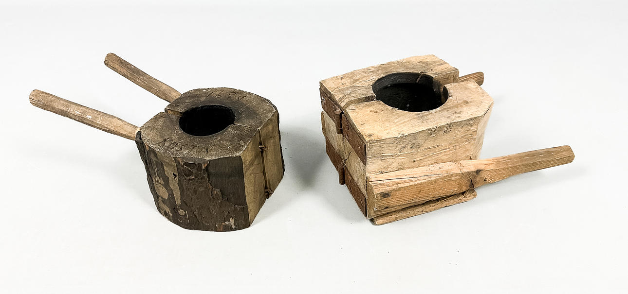 Glass molds. 2pcs. One labeled Kosta.