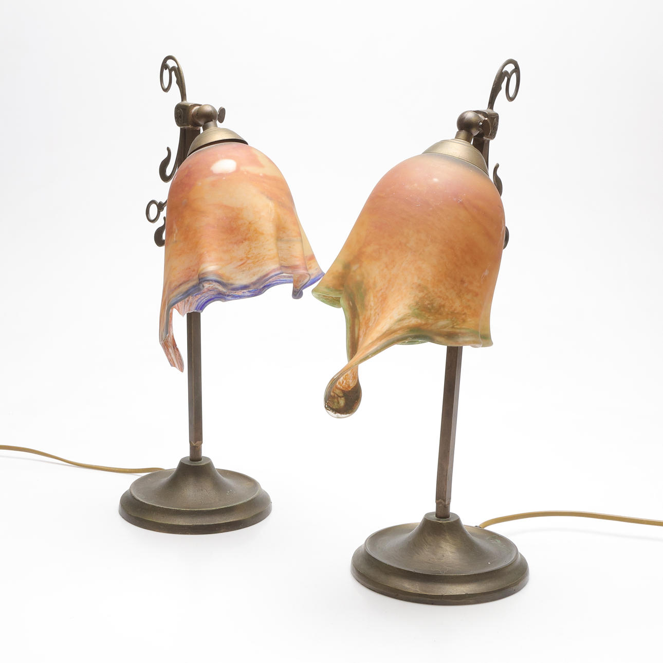 TABLE LAMPS, a pair, Art Nouveau.