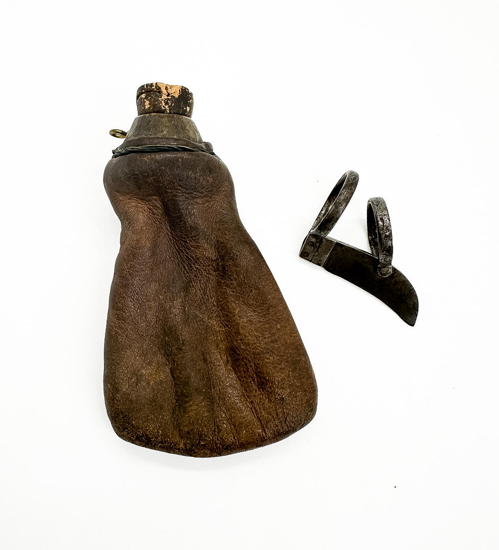 Gunpowder Purse and Patch Knife. 19th century.