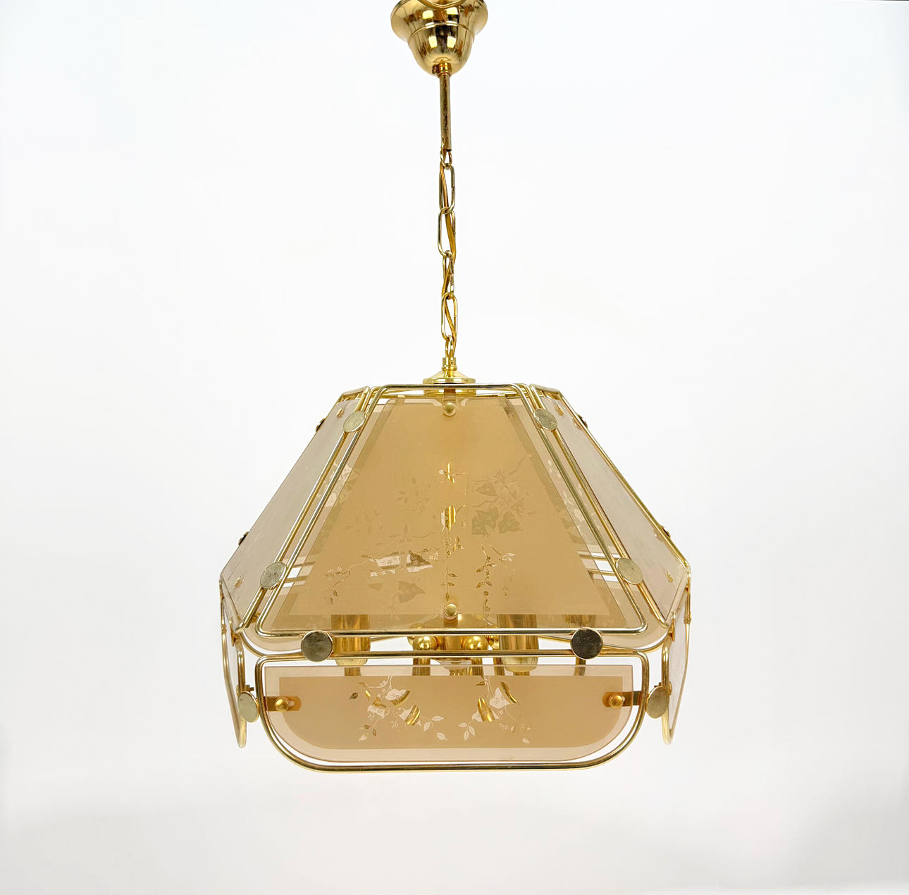 CEILING LAMP, glass, brass, 1900 century.