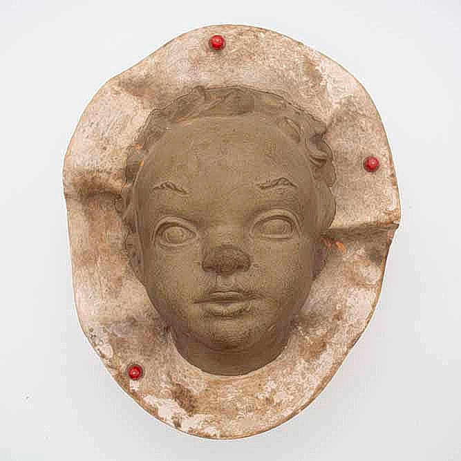 ART SCULPTURE, HEAD IN A MASSIVE SHAPE, ART DECO.