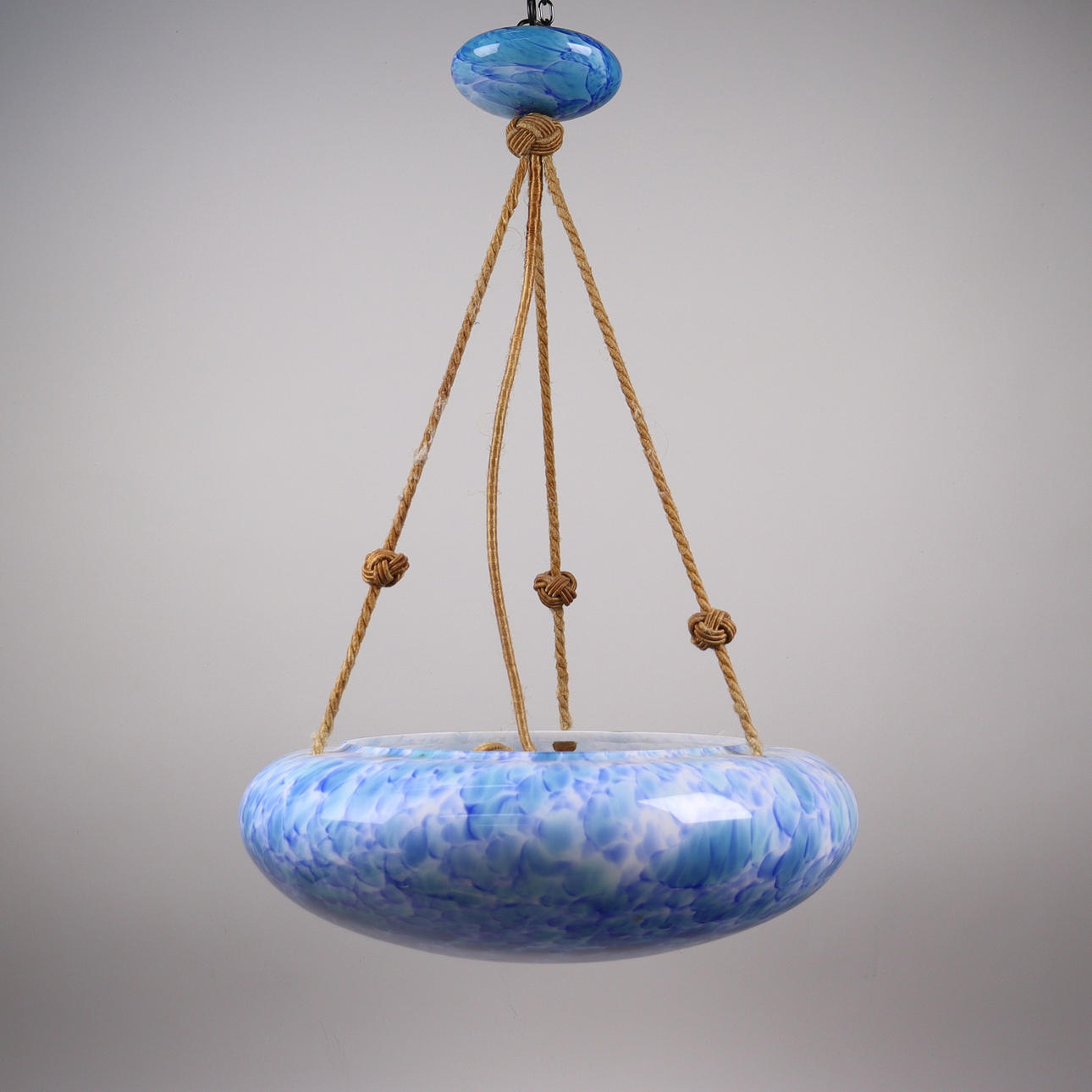 A ceiling lamp, blue marmored glass, 1930s.