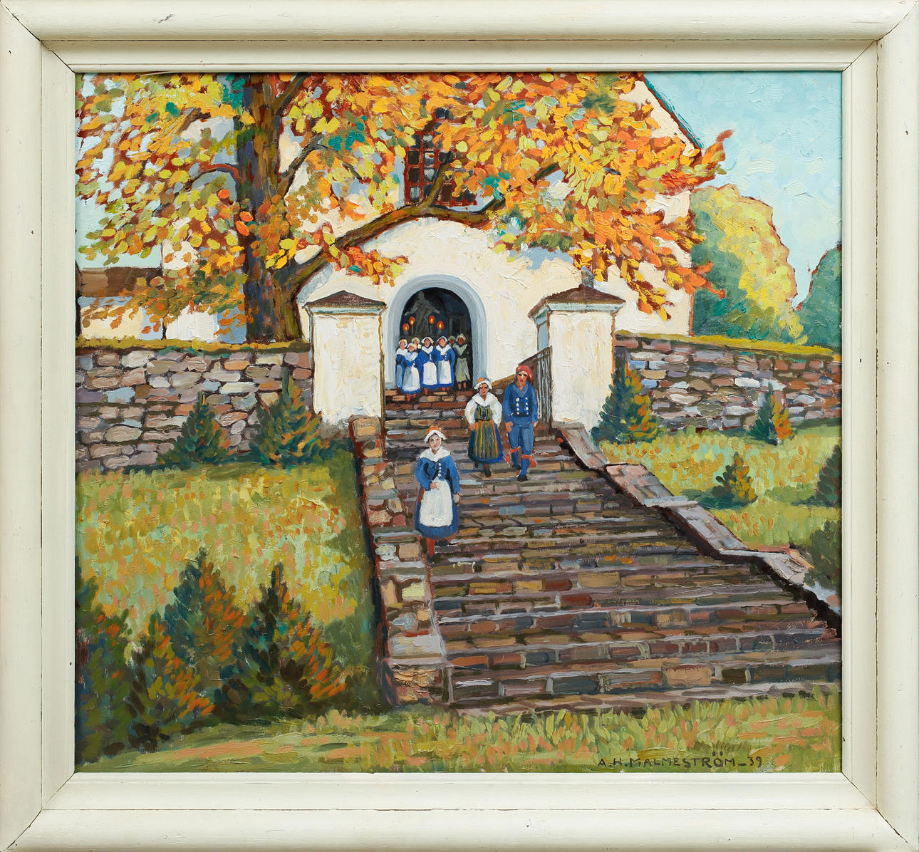 AKKE HUGH MALMESTRÖM. “Autumn, Garpenberg Church”. Oil on panel, signed ...