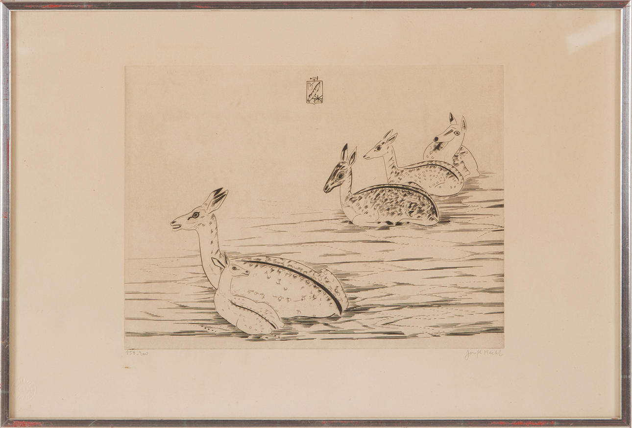 JOSEPH HECHT (1891-1951) Deer, etching, signed, numbered 158/200.