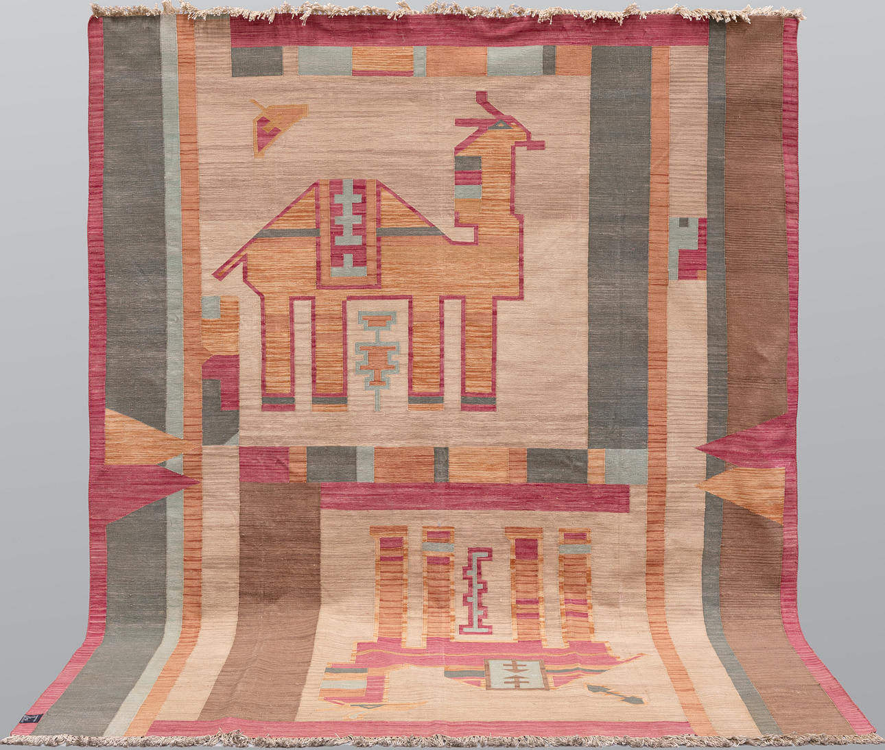 A rug, figural Kelim, approx. 247 x 200 cm.