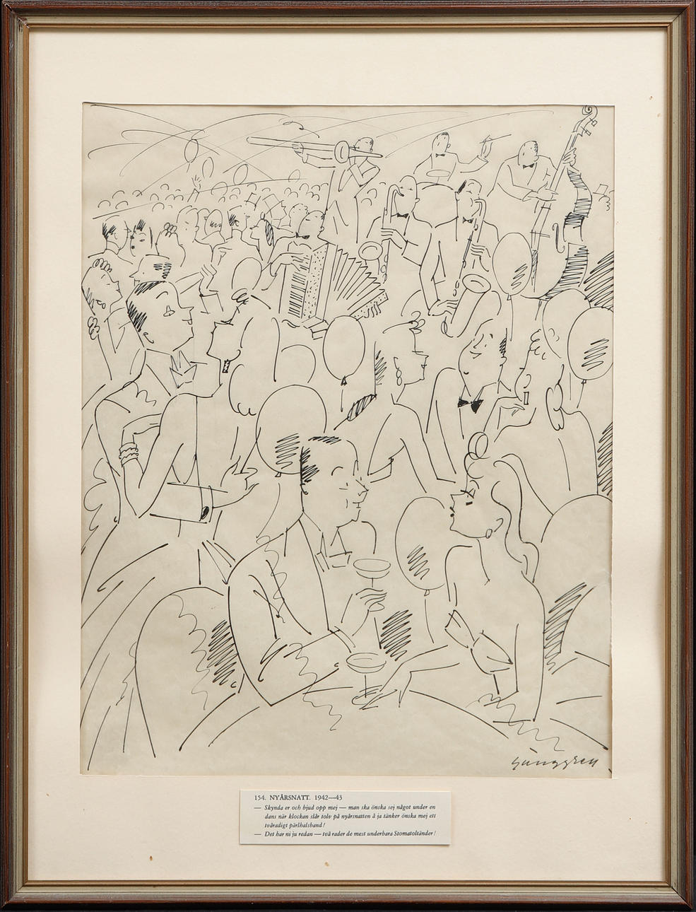 GUSTAF LJUNGGREN. Marker drawings, 3 pieces, signed.