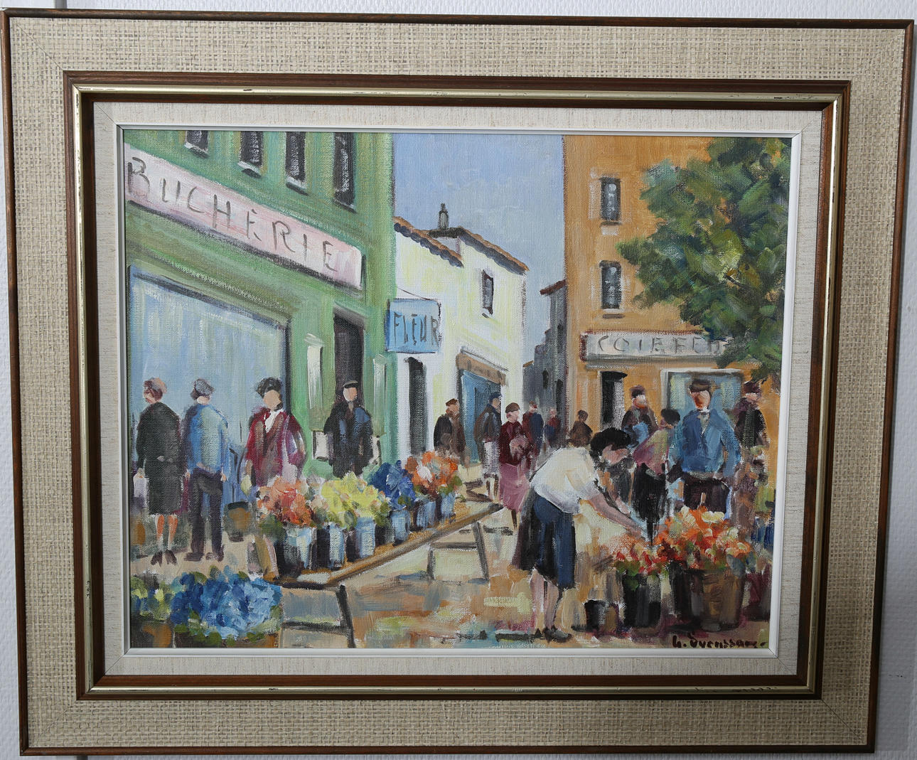 GÖTE SVENSSON. Olja på duk, Fransk torghandel, signerad G Svensson.