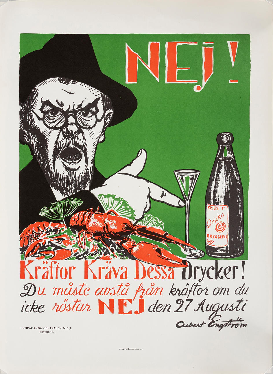 ALBERT ENGSTRÖM. Poster, “Crayfish Demand These Drinks!“, Currentia-Reproduction.