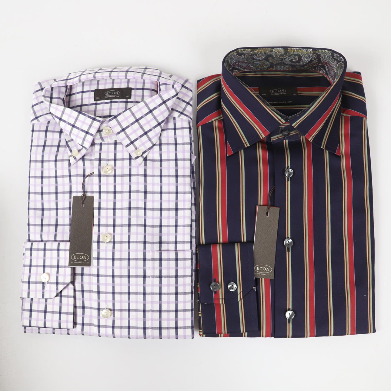 SKJORTOR, 2 stycken, bomull, Eton.