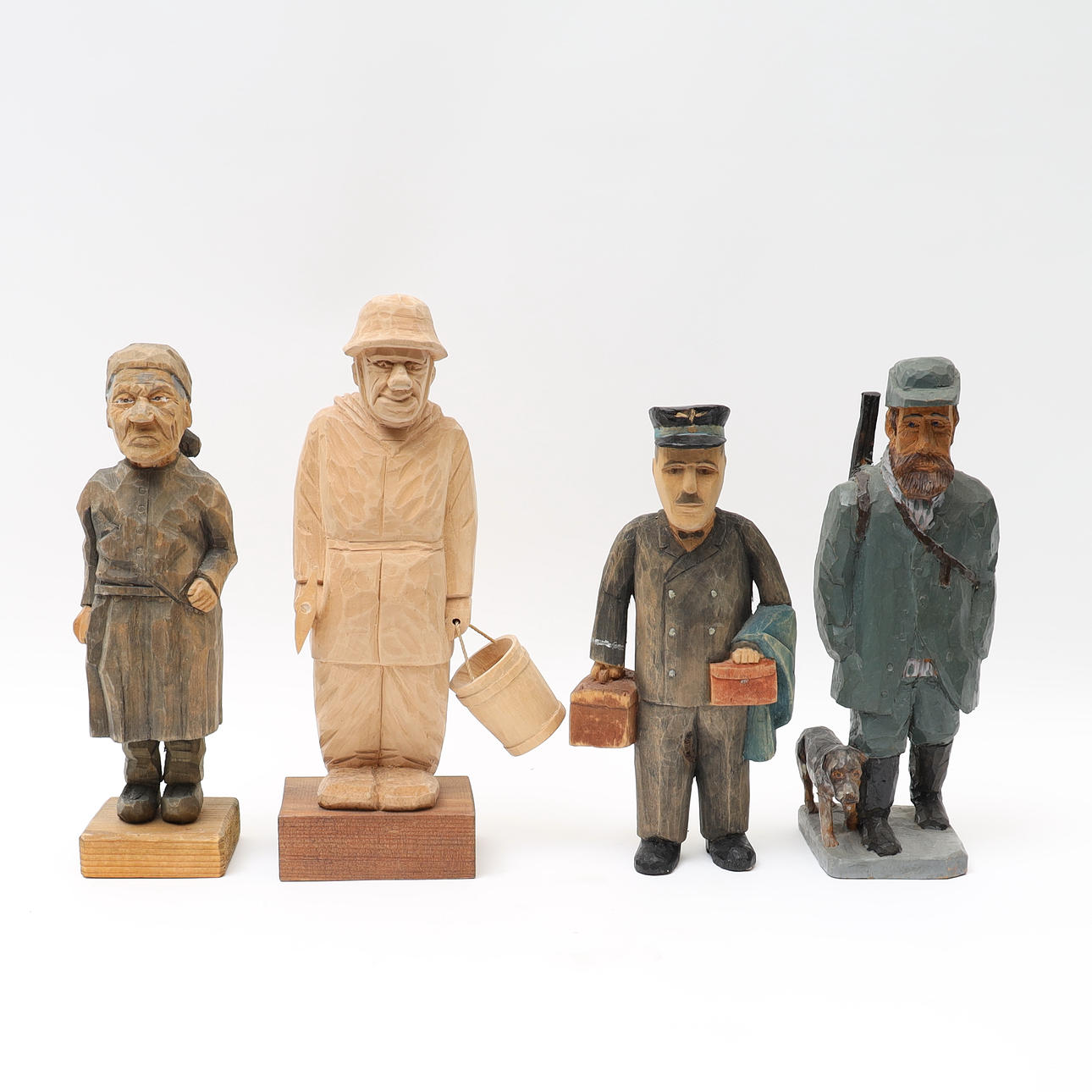 WOODEN FIGURES, 4 pieces.