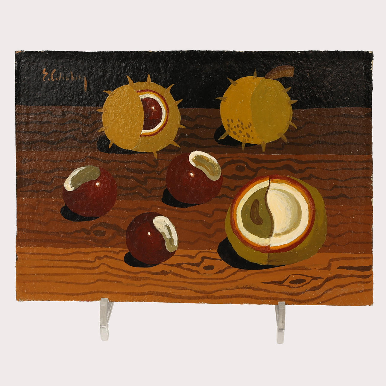ERIC CEDERBERG. Oil on panel, chestnuts and shells, signed.