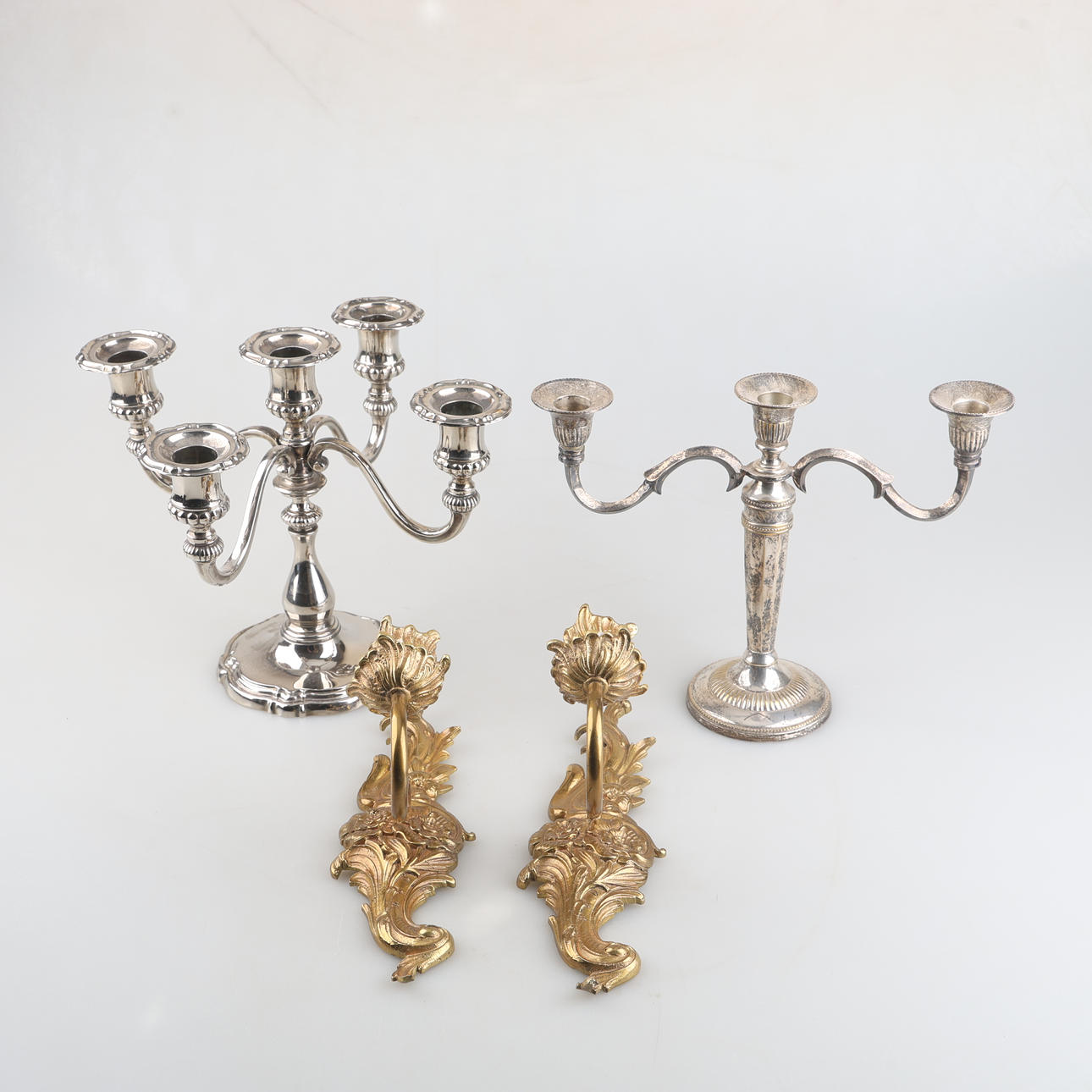 CANDLESTICKS & SCONCES, 3 pieces.