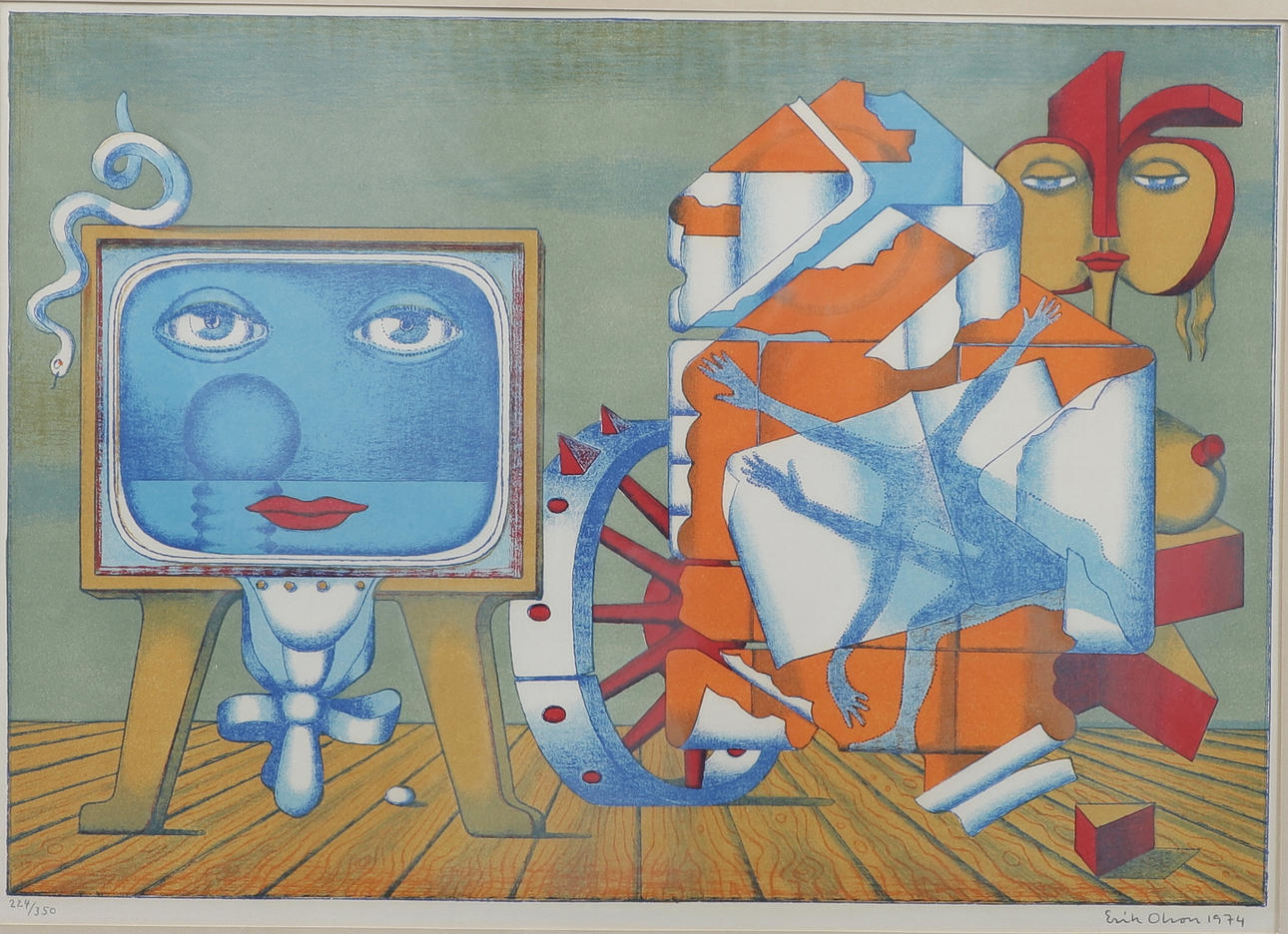ERIK OLSON. Lithograph in colours, signed and numbered 224/350, dated 1974.