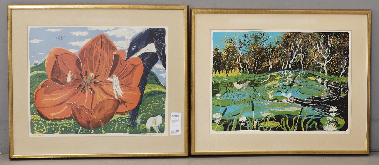 MATS NORRYD. Colour lithographs, 2 pieces, signed and numbered 119/300, dated -75.