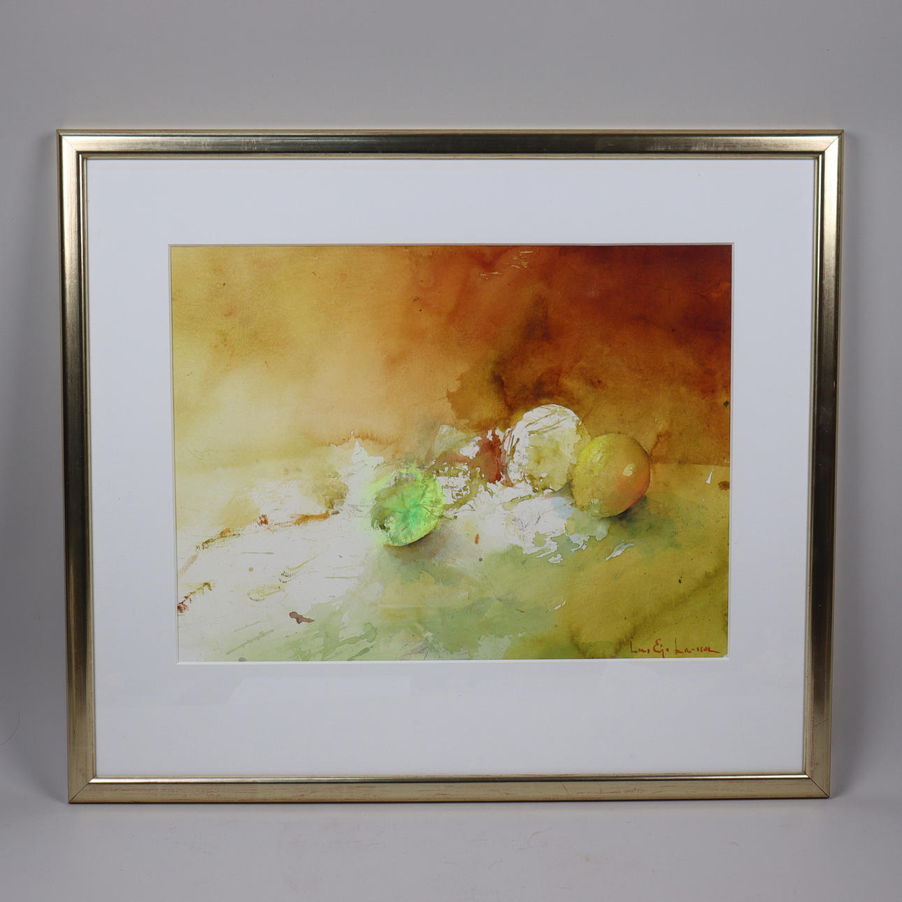 LARS EJE LARSSON. akvarell, fruktstilleben.