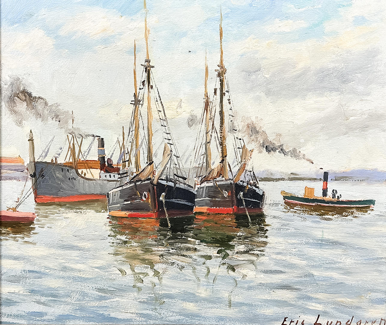 ERIC LUNDGREN. OIL ON PANEL, signed.