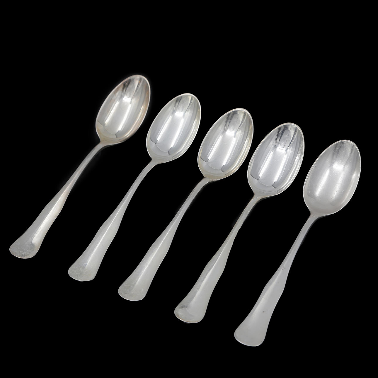 5 TESKEDAR, SILVER, 1930-TAL.