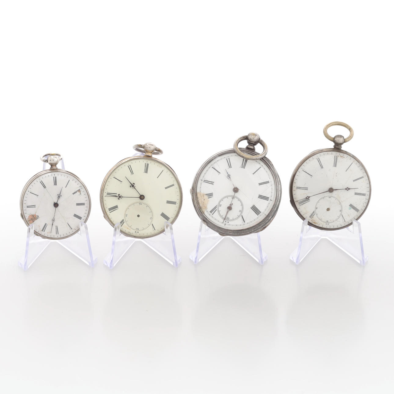 POCKET WATCH, 4 pcs, silver.
