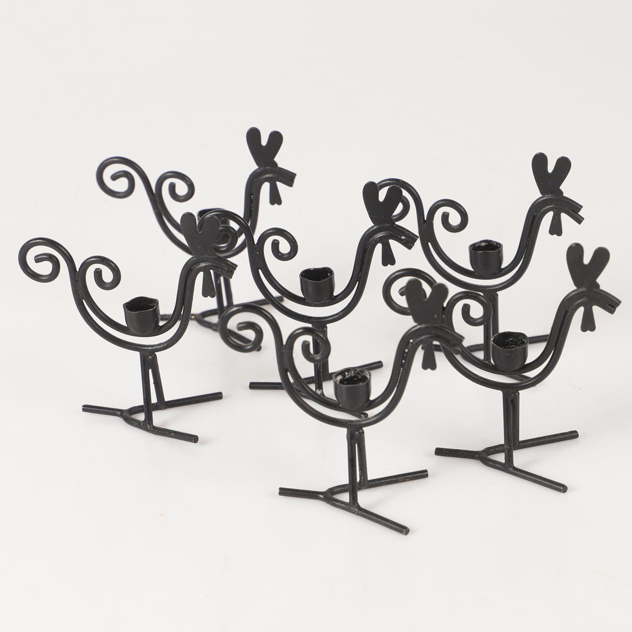 GUNNAR ANDER. Candlesticks, 6 cocks, forging, Ystad Metall.