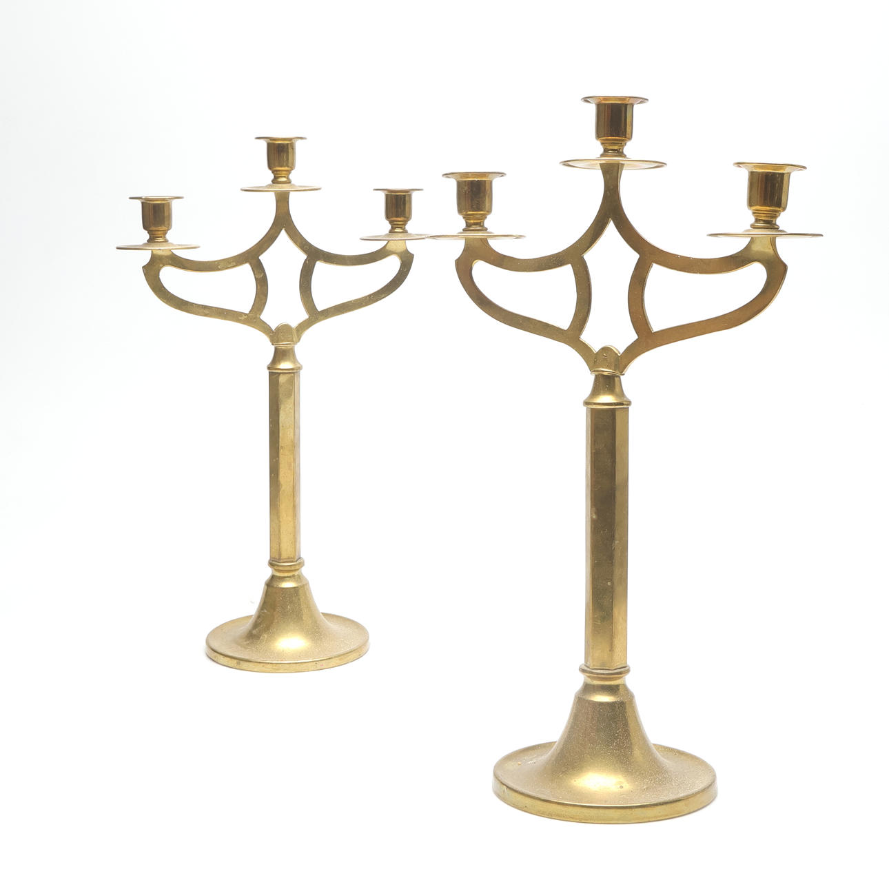 KANDELABER, mässing, jugend-stil, 1900-tal.