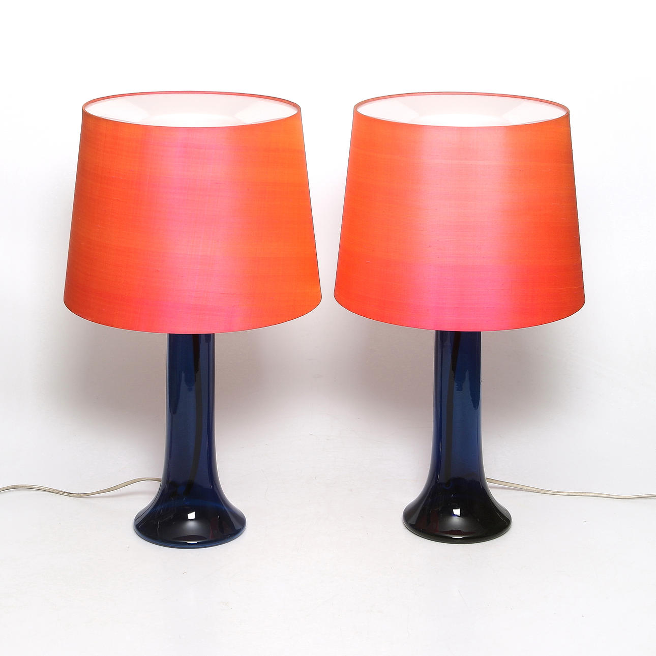 BORDSLAMPOR, 2 st, glas, Uno & Östen Kristiansson, Luxus, Vittsjö, 1960-tal.