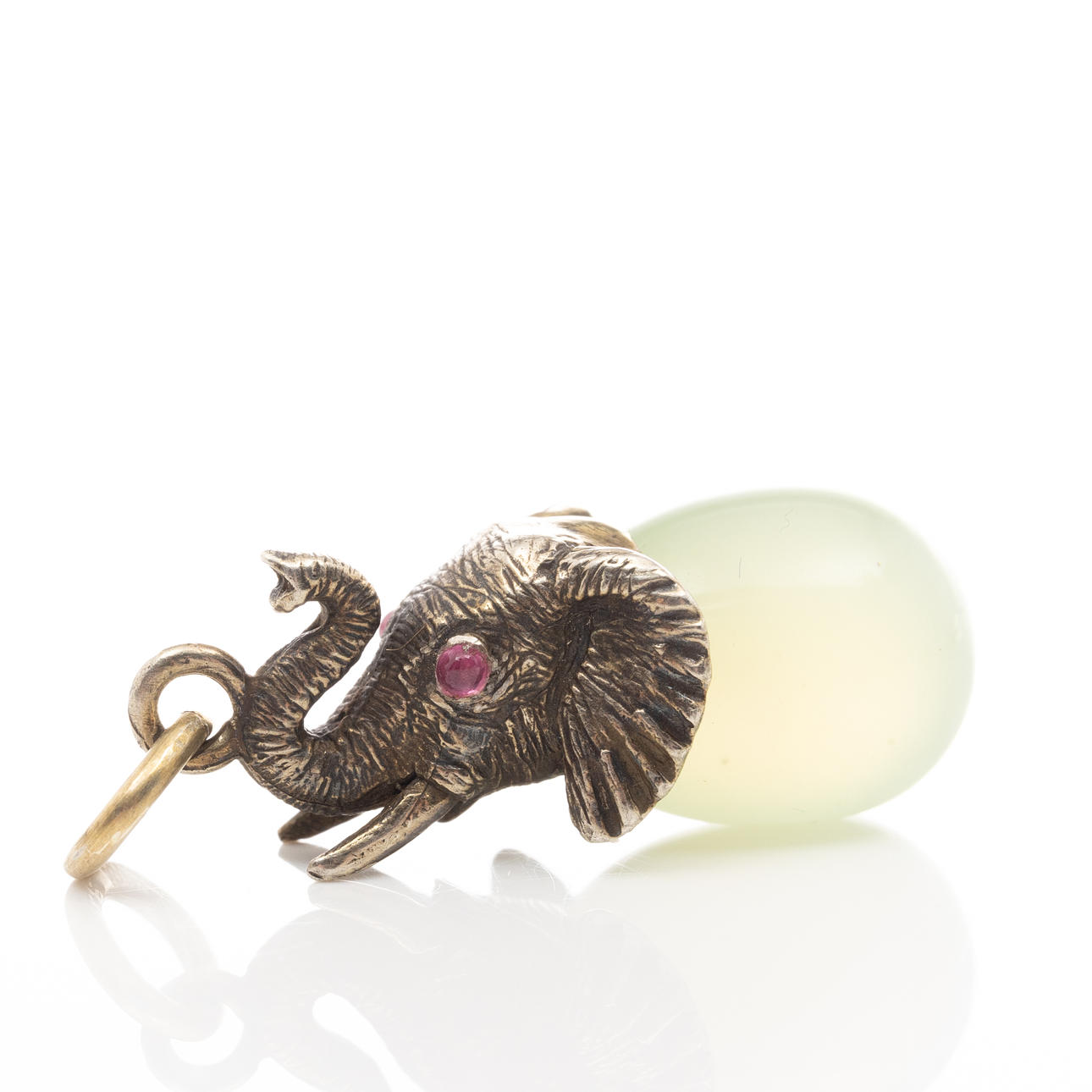 PENDANT, silver with natural stone, ruby eye.