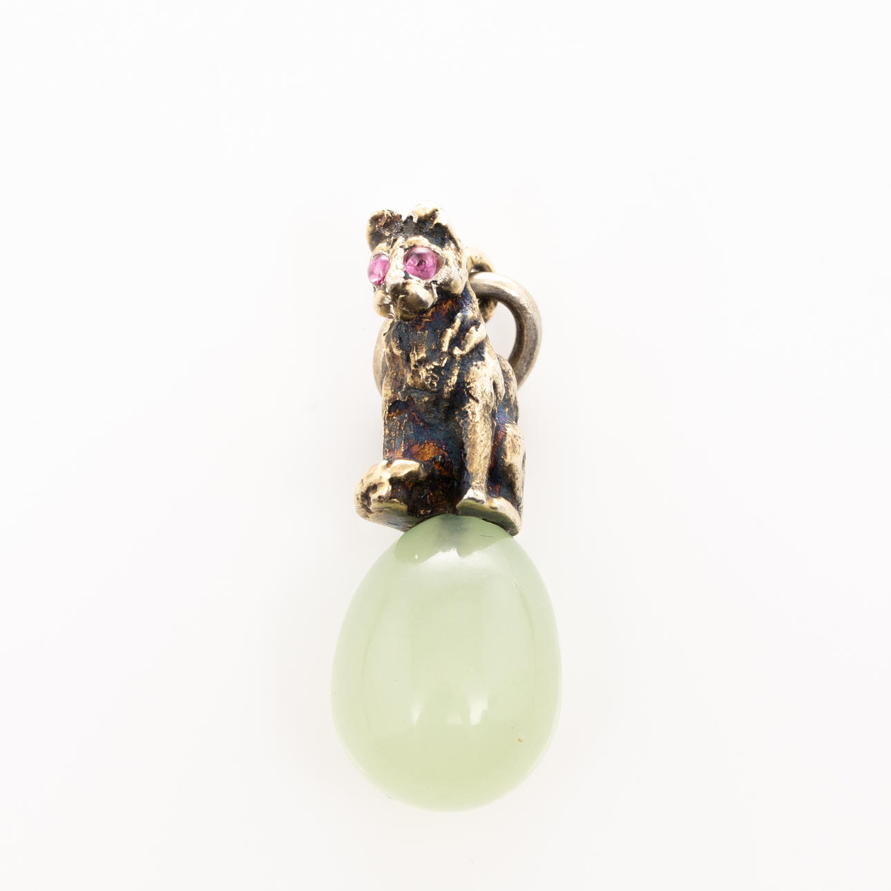 PENDANT, silver with natural stone, ruby eye.