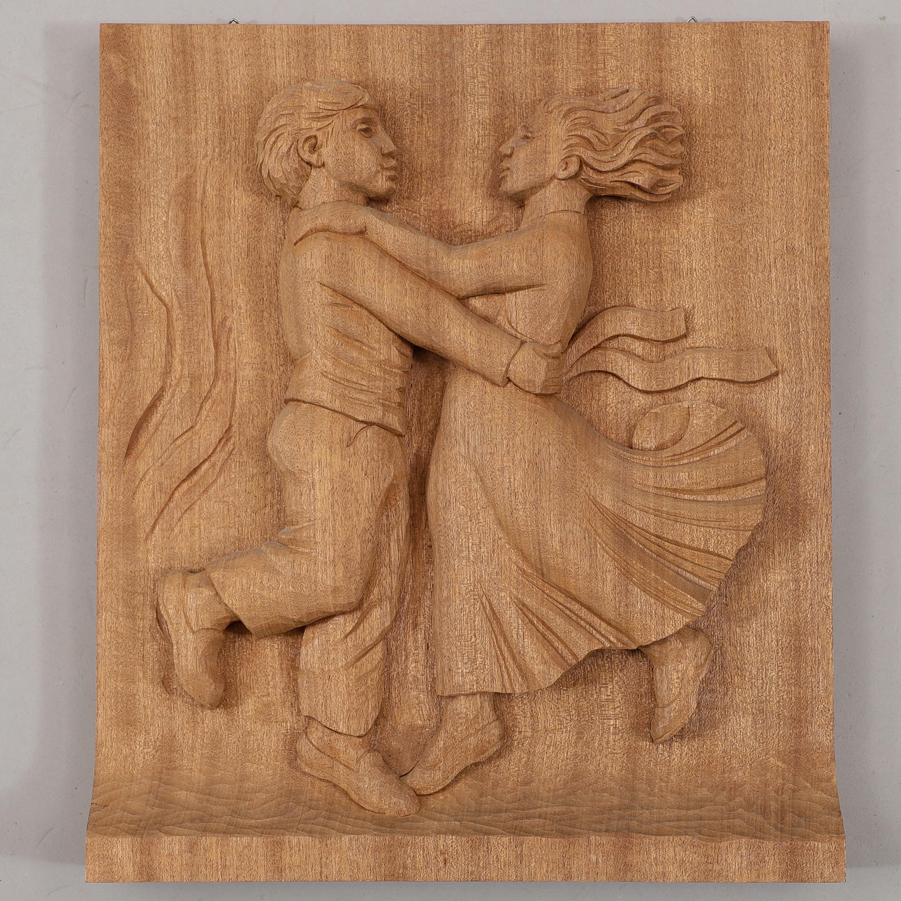 HERBERT THORSJÖ. Relief, dancing couple, wood, signed, dated 1989.