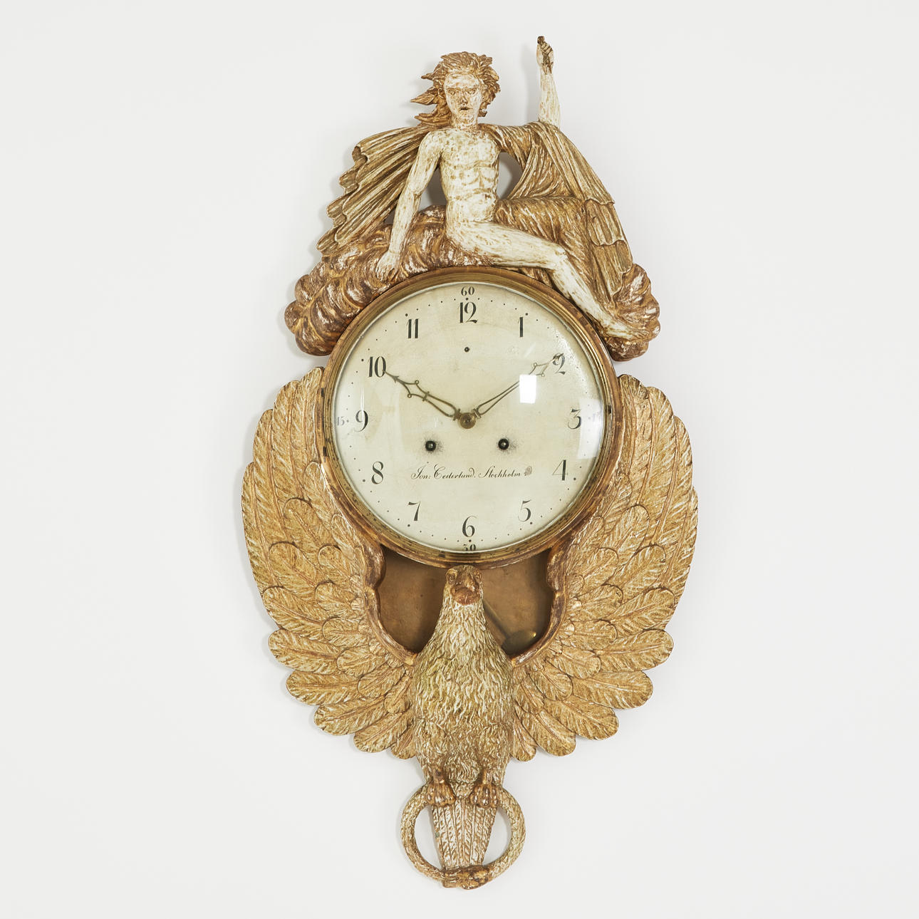 WALL PENDULUM CLOCK, Stockholm work in Empire style, dial signed Jon Cederlund Stockholm, (Jonas Cederlund, 1768-1857, court clockmaker, burgess from 1799).