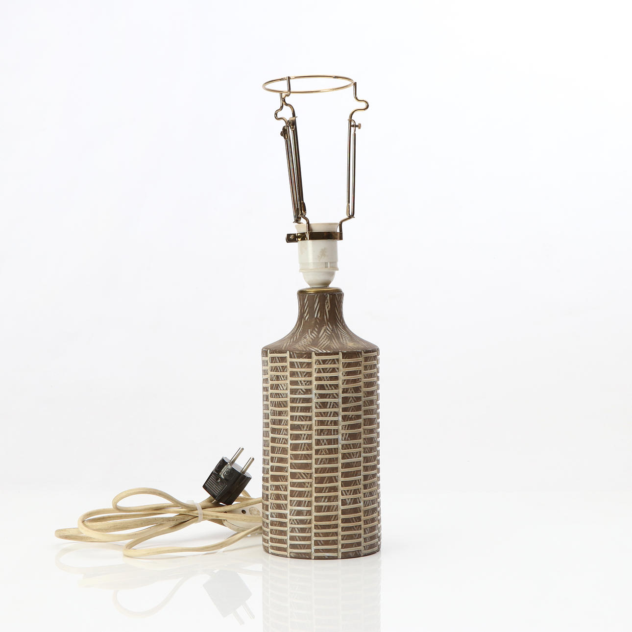 MARI SIMMULSON. TABLE LAMP. Partially glazed ceramics. Upsala-Ekeby, marked below.