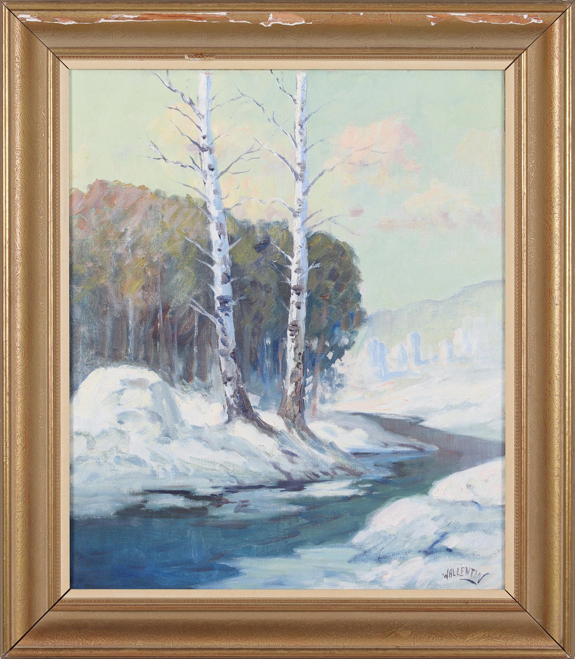 GUNNAR WALLENTIN. Vinterbäcken, oil on canvas, signed.