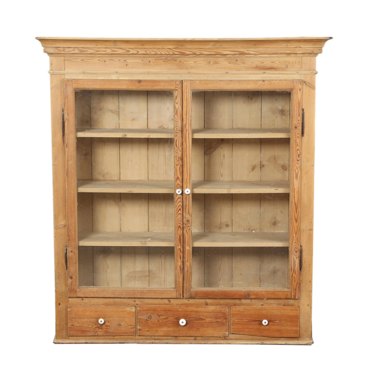 Early 20th century pine display cabinet.
