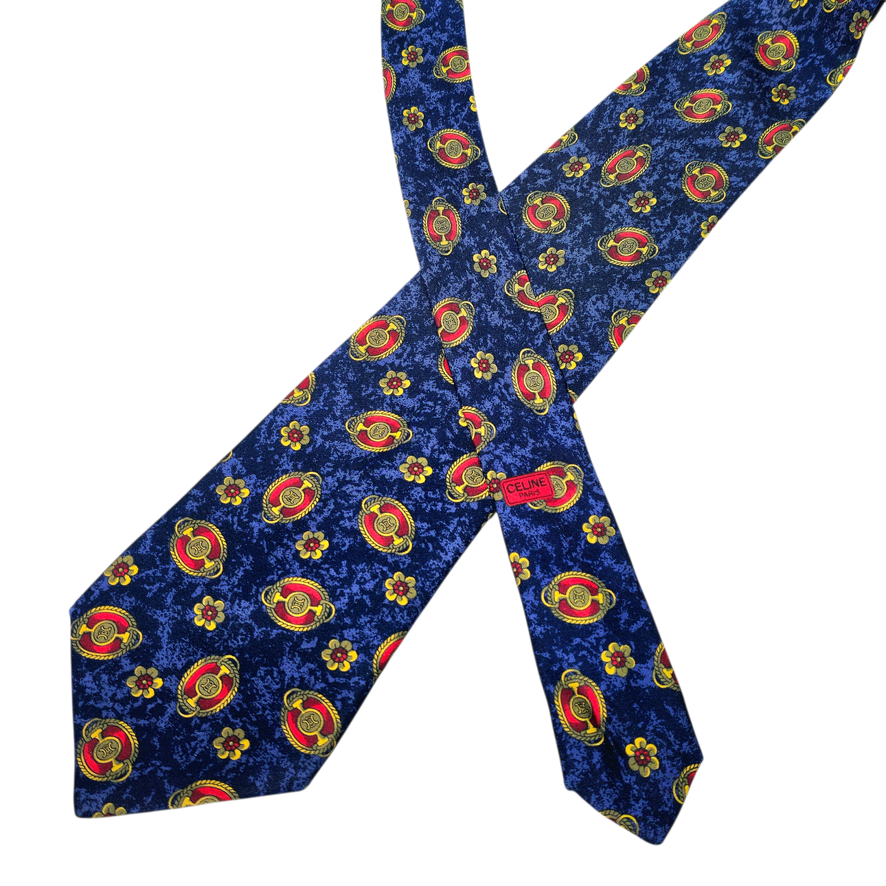 Celine. Blue natural silk tie.