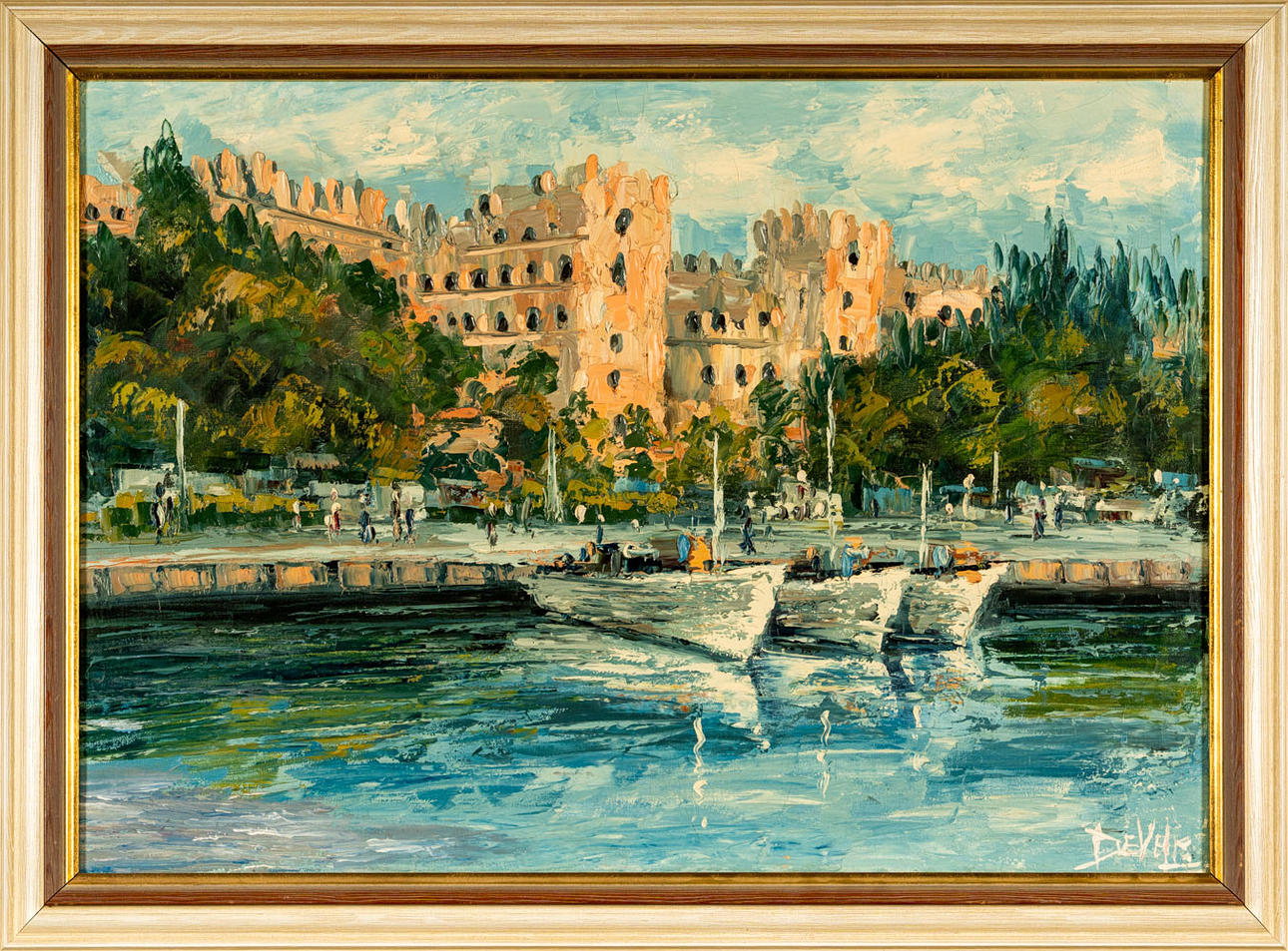 OIDENTIFIERAD KONSTNÄR. Oil on canvas, Harbour scene, Signed.