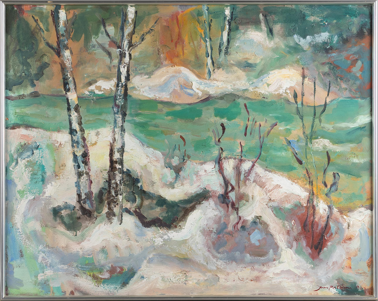 JENS MATHIESEN. Oil on canvas, signed 1963.