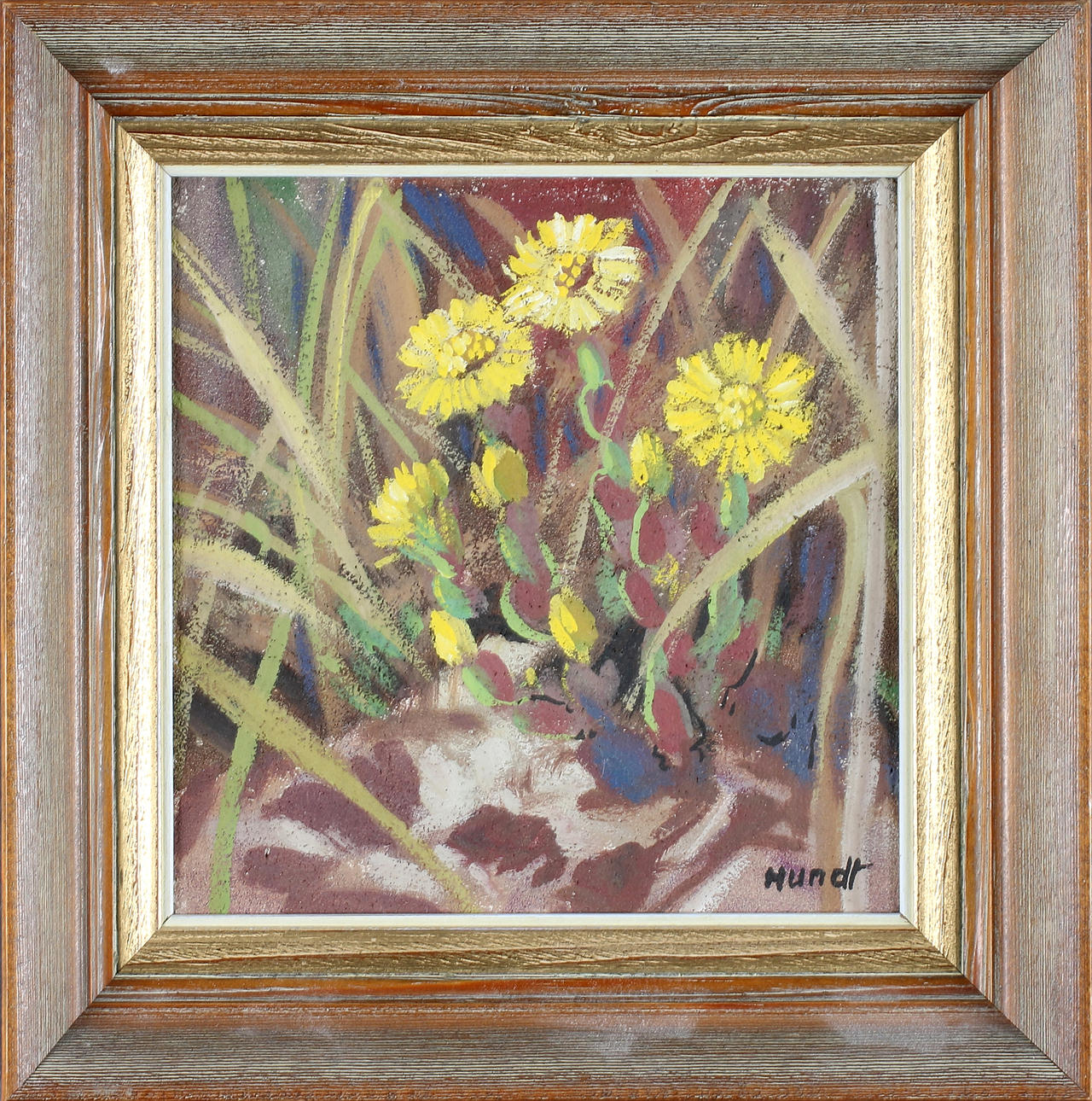 FRIEDRICH WILHELM HUNDT. Tussilago, olja på pannå, signerad.