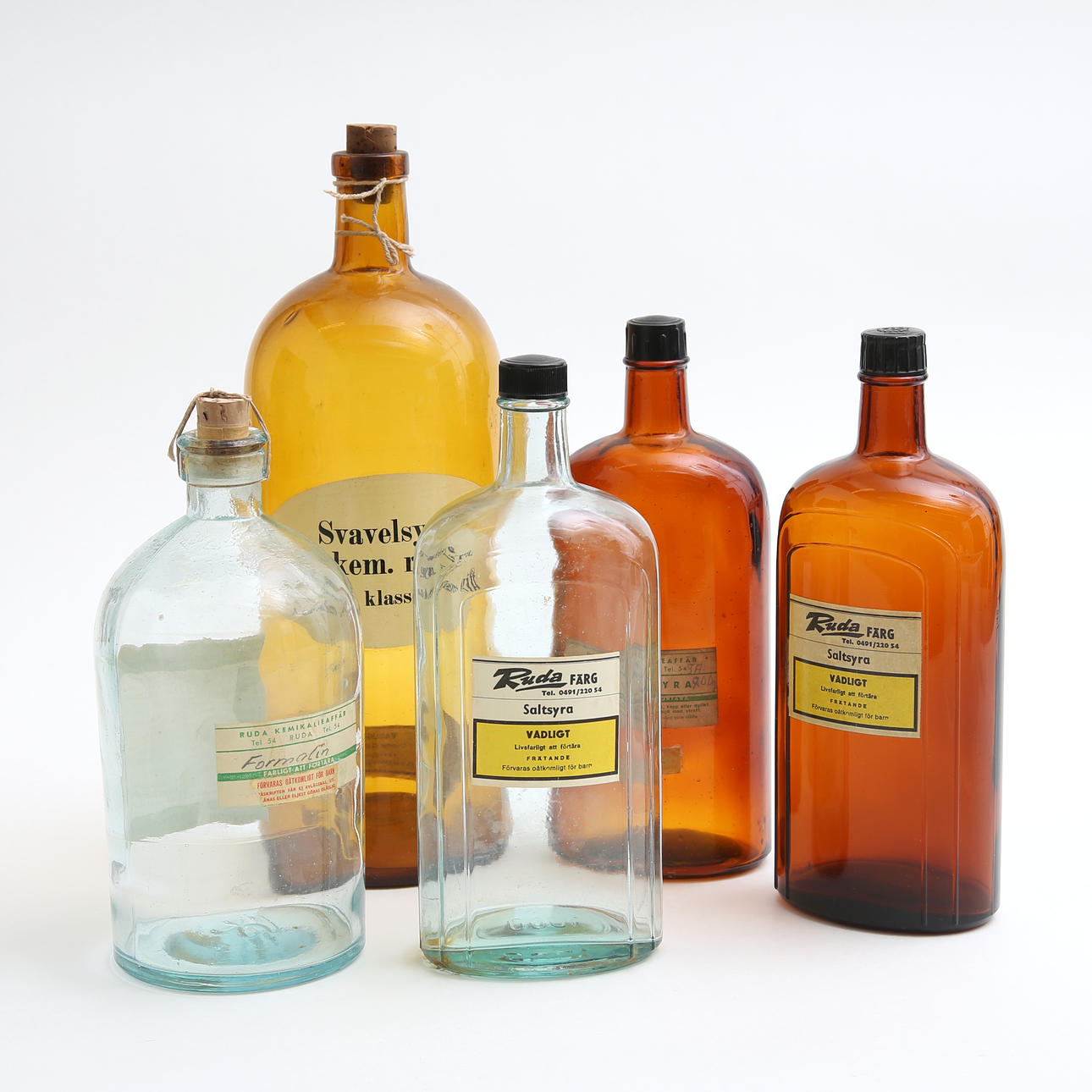 APOTEKSFLASKOR, 5 st, Ruda kemikalie-affär.