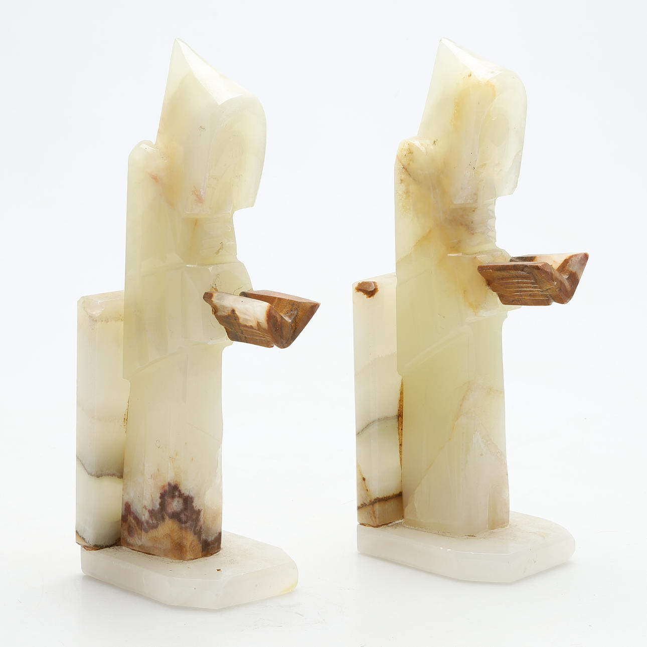 BOKSTÖD, ett par. onyx. 1900-talets andra hälft.