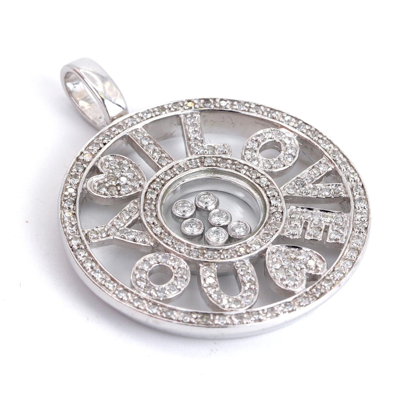 9CT PENDANT SET WITH DIAMONDS.