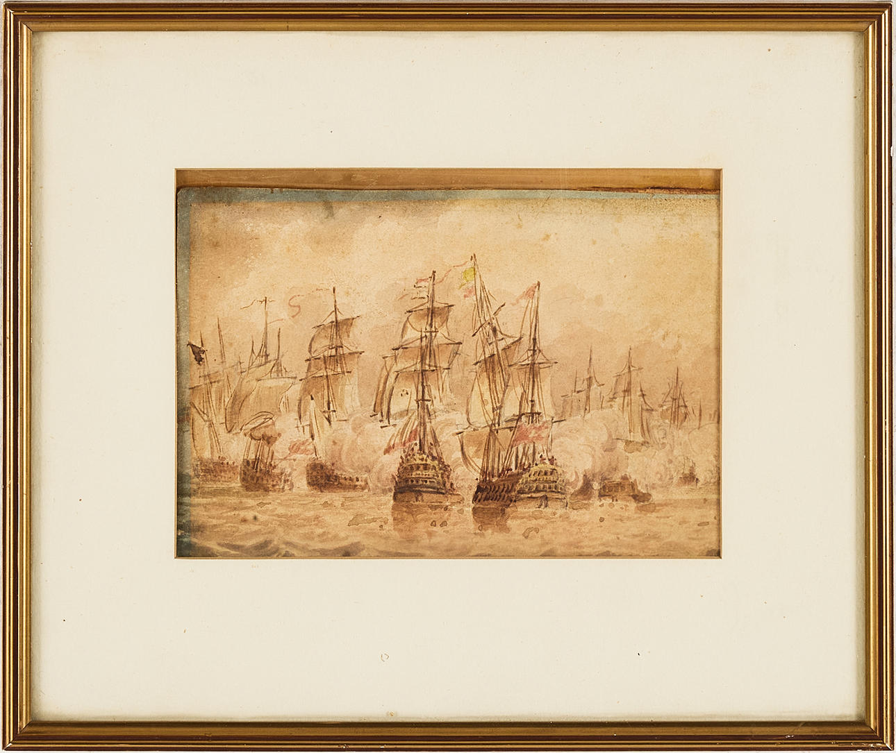 OIDENTIFIERAD KONSTNÄR, 1800-TAL. Armada till sjöss.