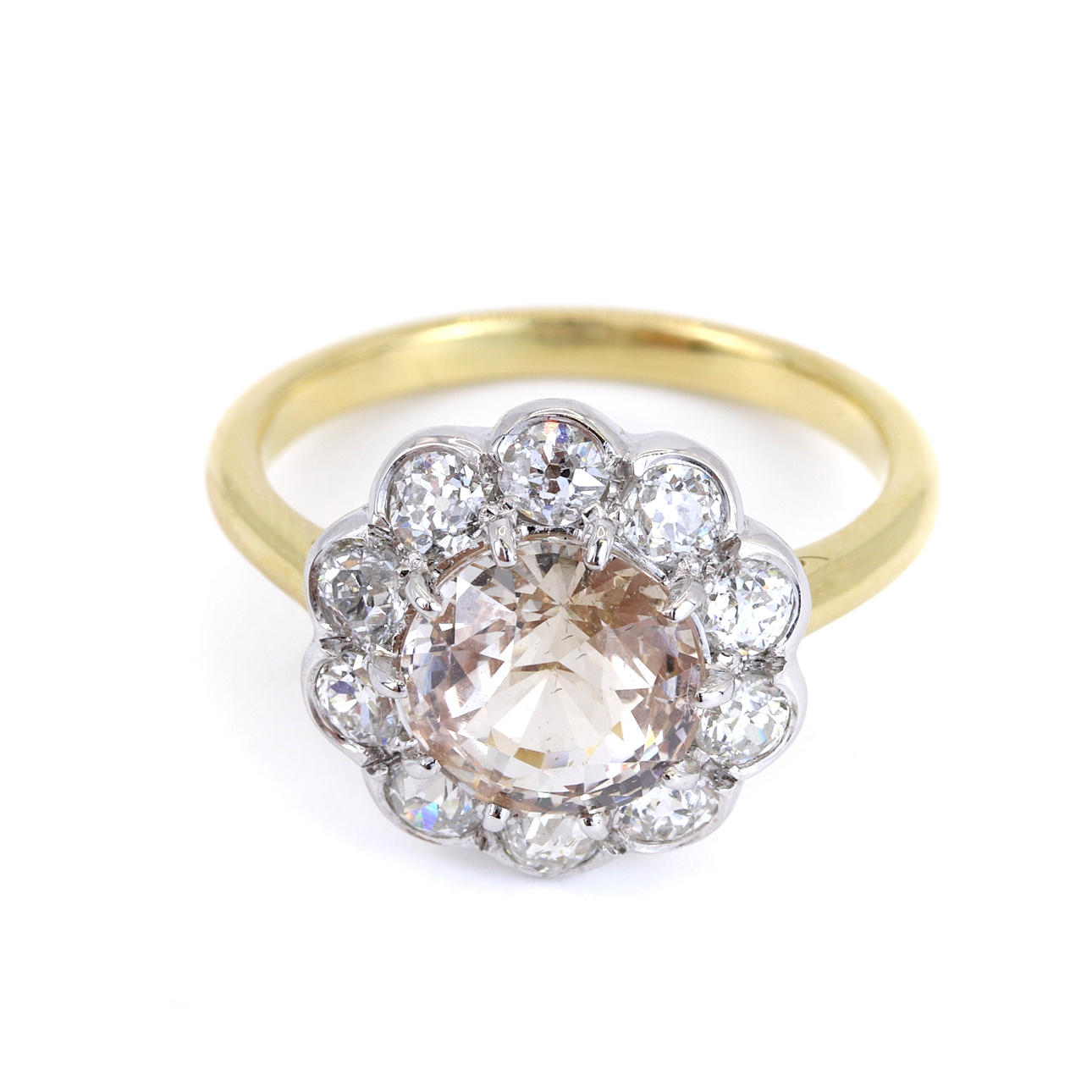 18CT GOLD WHITE SAPPHIRE & DIAMOND SET RING.