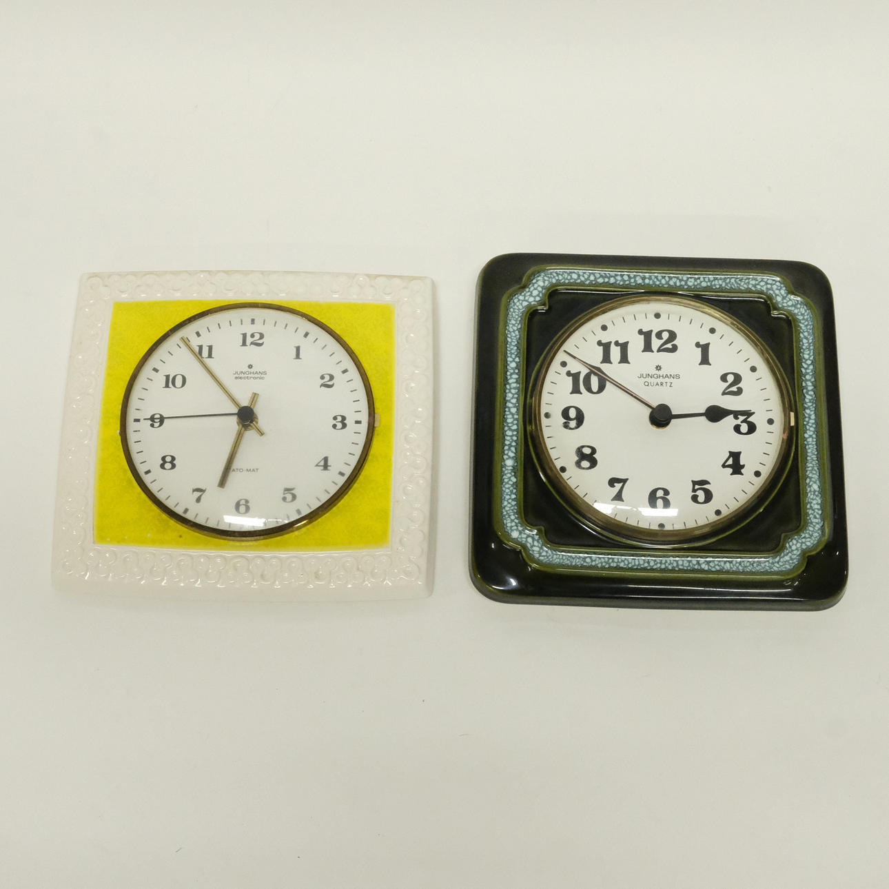 JUNGHANS. WALL CLOCKS, TWO PARTS. PORCELAIN.