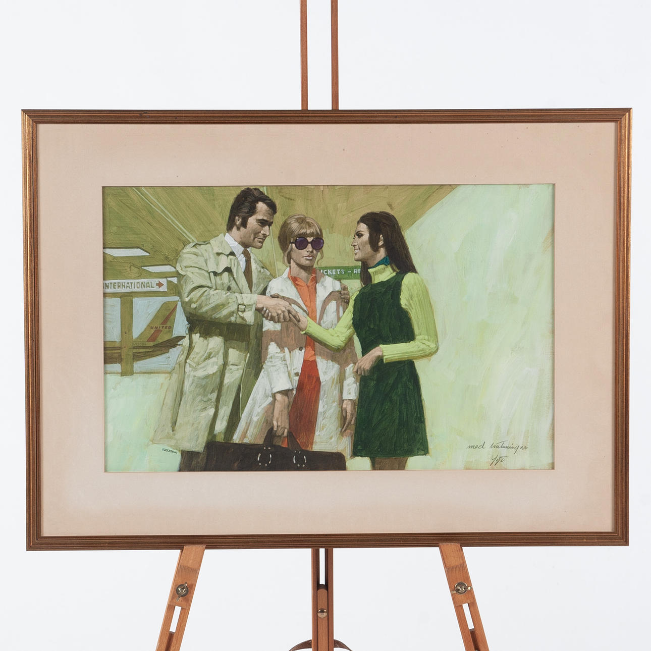 YRJÖ EDELMANN. FIGURINE SCENE, GOUACHE, SIGNED.