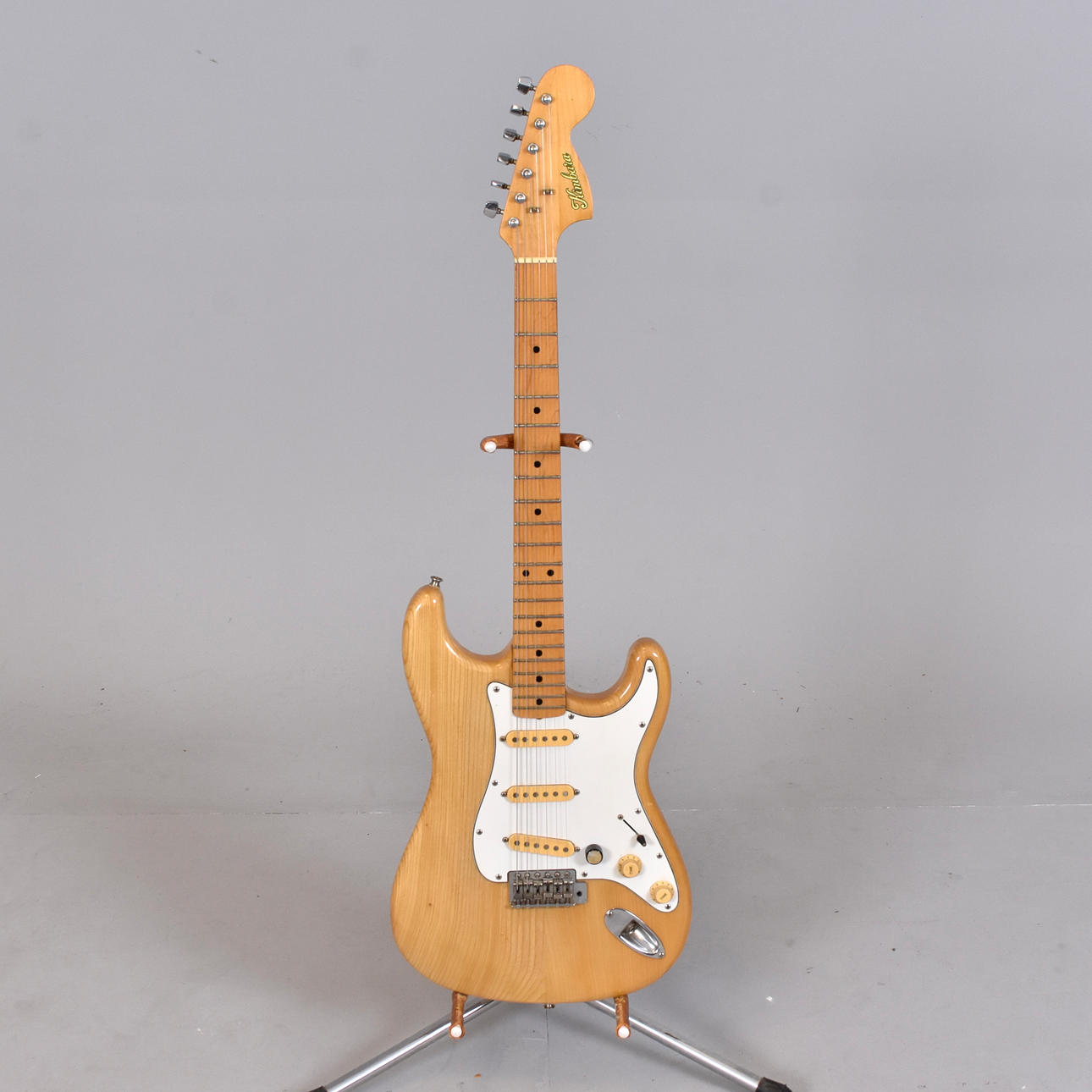 A 1970s Kimbara Stratocaster MIJ guitar.