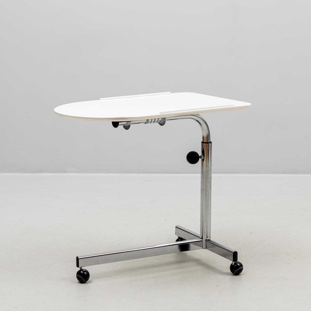 A 21st-century reading table on wheels.