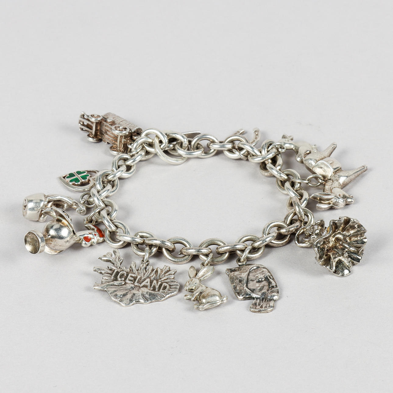 BRACELET WITH CHARMS, silver.